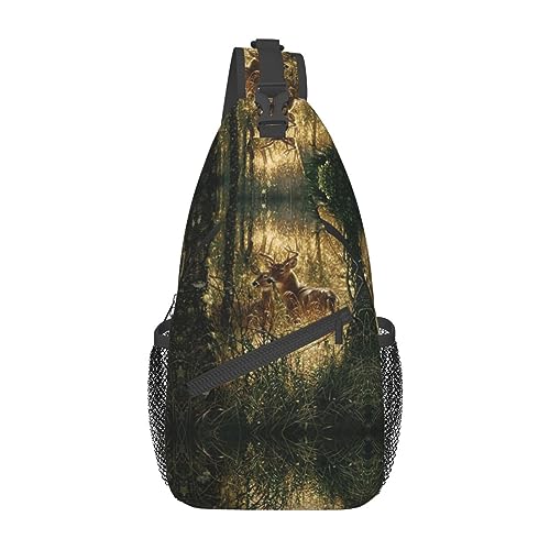 Sac à dos à bandoulière cerfs sauvages noir taille unique pour voyage