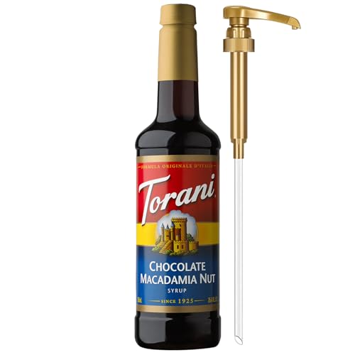 Image of Torani Coffee Syrup, Chocolate Macadamia Nut Flavored Syrup for Drinks, Pump Included, 25.4 Fl Oz