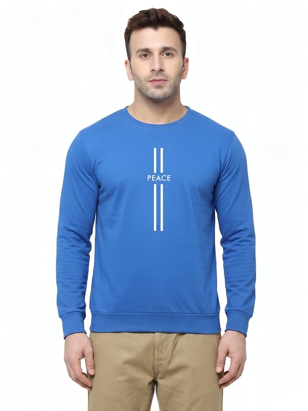Image of Full Sleeve Cotton T-Shirt for Men & Boys | Round Neck Casual Graphic Printed Tee | Regular Fit Comfortable Everyday Wear | Peace