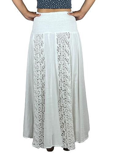 Agan Traders 3706 SKT Women's 2025 Spring Soft Rayon Smocked Elastic Waist-Band Bohemian Gypsy Long Skirt4