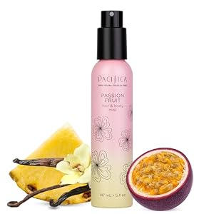 Pacifica Hair Mist Perfume & Full Body Spray for Women – Passion Fruit Body Mist Fragrance w/Pineapple, Orange Blossom, Vanilla, Sandalwood & Bergamot – Alcohol-Free, Vegan & Cruelty-Free, 5 oz