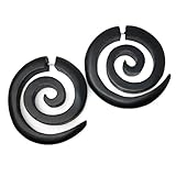 Pendientes de madera orgánica tribal, pendientes de calibre falso, hippie, natural, negro, marrón, pendientes de madera falsa, emo, gótico, punk, aretes en espiral, aretes góticos de acero quirúrgico
