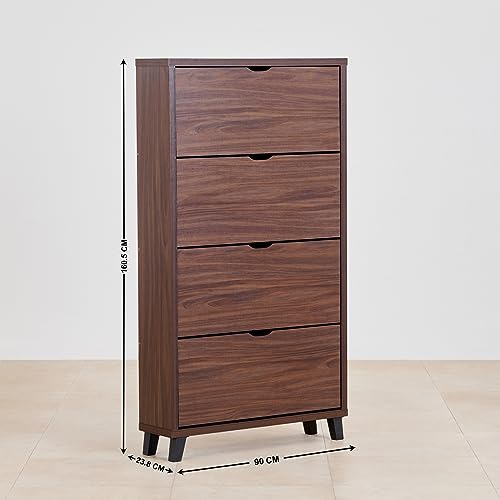 Image of Home Centre Engineered Wood Roger 20 Pair Shoe Rack - Brown, 1196 X 400 X 1050 MM