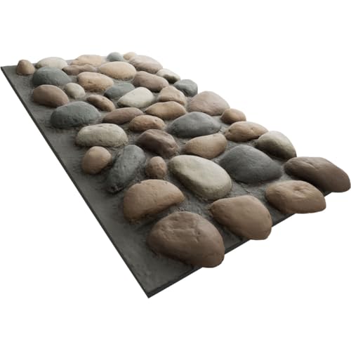 EverStone River Rock Faux Rock Panel, 49"W x 24 3/4"H x 3"D, Pebble Mix Color by Ekena Millwork - Image 6
