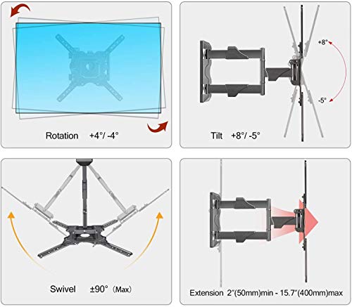 Image of Model P4-NB 6 Way Swivel Tilt TV Wall Mount for LCD /LED TV's Upto 32 inch to 55 inch Inch