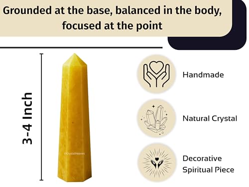 Image of Crystal Heaven Yellow Aventurine Crystal Tower Obelisk Point For Chakra, Healing And Balancing - Aaa Grade Original Certified Gemstone Agate For Reiki Meditation Yoga Spiritual (3-4 Inches)
