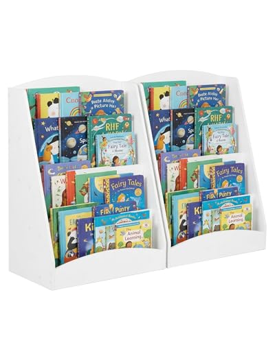 Amveya Estanteria Libros Infantil 2 Piezas, Estantería Libros Blanca, Organizador Juguetes, Almacenaje Juguetes, Libreria Montessori Infantil, Estanteria Niños Pequeña