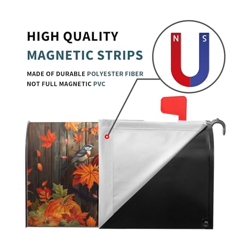 Image of Autumn Thanksgiving Pumpkin Magnetic Mailbox Covers Fall Maple Leaf Mail Box Cover Decoration Fall Autumn Large 25.5 inchx21 inch Mailbox Wrap Decor for Home Garden Yard Outside Decor