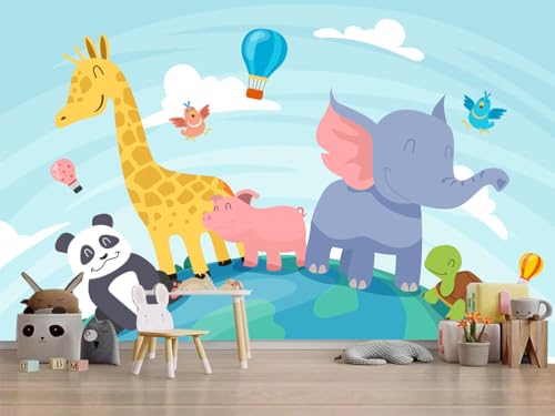 Image of Cartoon Design Kids Theme Vinyl Poster Animals Wallpaper Wall Sticker for Home Decor, Living Room, Bedroom,Kids Room, Play Room (Self Adhesive Vinyl, 6x8 feet i.e 72x96 inch) 02