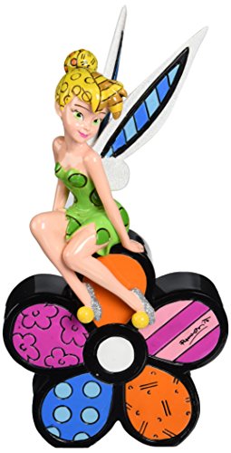 Enesco Disney by Britto Tinker Bell Sitting on Flower Figurine, 8.5-Inch