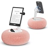 SupeDesk Magnetic Phone Pillow Stand, Phone Holder for Bed,Lap,Desk, Cozy Pillow Stand with Snack Bowl and 2 Magnetic Rings, Compatible with 3.5-7" iPhone,E-Reader, Kindle, Pink