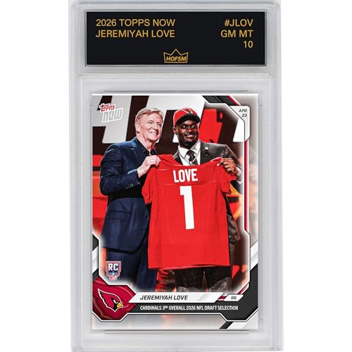 Graded 2026 Topps Now Jeremiyah Love #JLOV Cardinals 3rd Overall 2026 NFL Draft Selection Arizona Cardinals Rookie RC Football Card HOFSM 10 Gem Mint