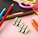 TecUnite 36 Pack Metal Pencil Sharpeners 2 Holes Manual Pencil Sharpener Bulk for Kids Aluminum Alloy Handheld Sharpeners for Most Size Graphite School Office Stationery(Gold)