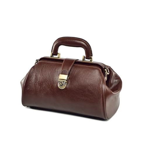 Genuine leather women's bag retro doctor's bag handmade foreskin layer cowhide Shoulder bag buckle type women's bag4