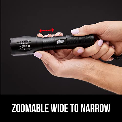 Gorilla Grip Led Tactical Small Flashlight, High Lumens Ultra Bright 5 Adjustable Modes, Powerful Battery Life 750 Ft Zoom Flashlights, Water Resistant Camping Car Mini Flash Light Accessories, Black #TOP5