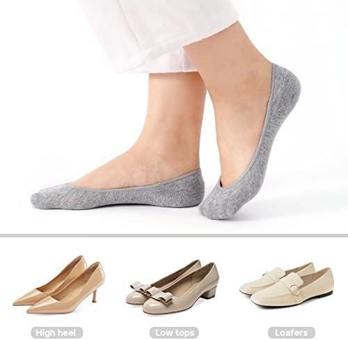 YANGTE 6 Pairs No Show Socks Women Invisible Socks Ultra Low Cut Socks Pop Footsies Socks Womens Black Grey Beige
