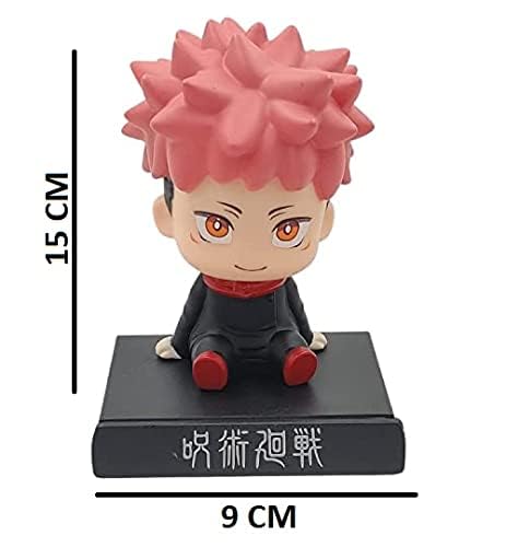 Image of Super Hero Itadori Yuji Jujutsu Kaisen Action Figure Limited Edition Bobblehead with Mobile Holder for Car Dashboard, Office Desk & Study Table