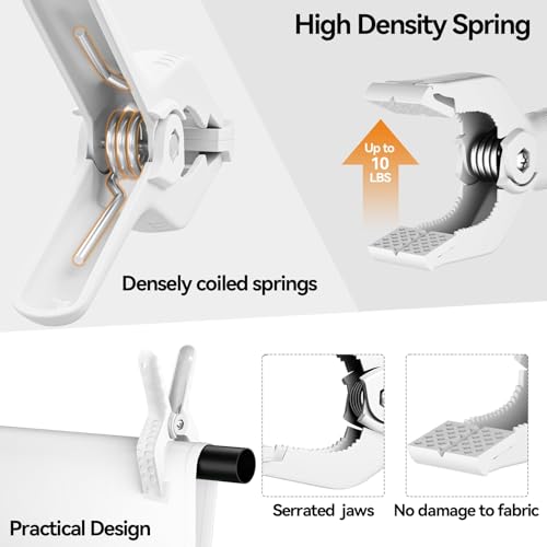 Image of EMART 12 Pack Heavy Duty Spring Clamps 4.5 Inch Plastic Large Professional Backdrop Clips Clamps for Backdrop Stand, Photography Studio, Balloon arch, Photoshoot, Woodworking, Pool Cover-White