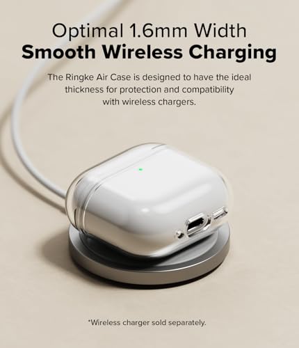 Image of Ringke Air Compatible with Airpods 4 Case Cover Transparent Soft Flexible Shockproof Anti-Scratch Slim Fit Protective Cover for Wireless Charging with Carabiner - Clear