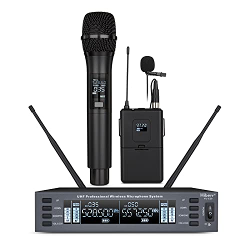 Hiberr Vocal Wireless Microphone, Dual Channel Uhf Wireless Mic 2X60 Adjustable Frequencies, 300Ft Range, For Singing, Small Concerts, Dj Performances(Yu-E20Hl) #TOP2