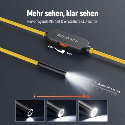 Endoskopkamera mit Licht Handy iPhone, DEPSTECH 7mm Endoskop 2MP HD nur für iPhone/iPad/iOS 12.0+,...