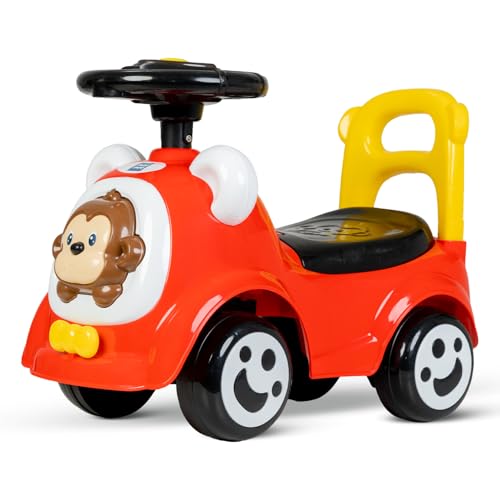 Image of Mee Mee Safari Cruze Ride on for Kids with Light Button,Music & Horn Steering, Push Car for Baby with Backrest, Safety Guard, Under Seat Storage & Big Wheels, Ride on for 1-3 Yrs Upto 25 Kgs (Red)