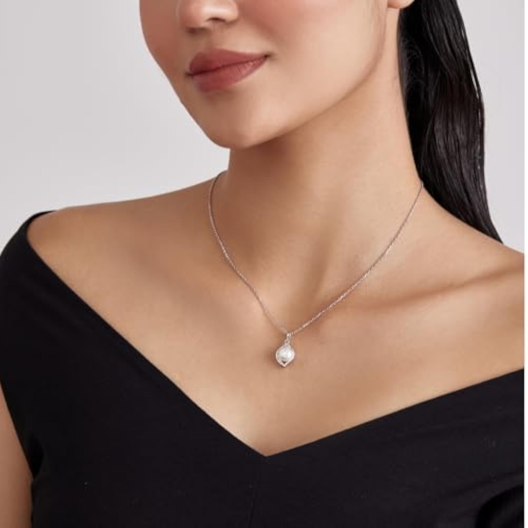 Sterling Silver Pearl Necklace with Freshwater Pearl Pendant