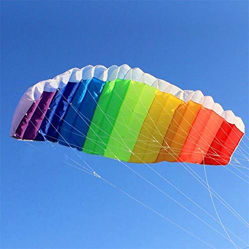 WRENDYY Kite Dual line Large Parafoil Kites Rainbow Fly Sports Beach Stunt Kite bar Nylon Outdoor Toys Kitesurf ikite Factory,270cm Kite