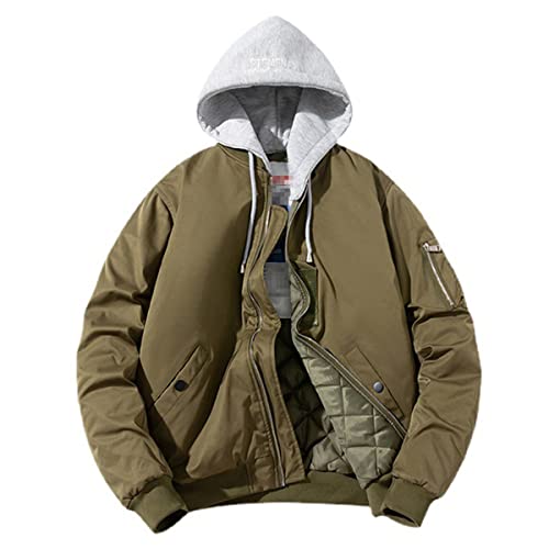 Veste bomber à capuche homme style militaire coupe-vent blanc