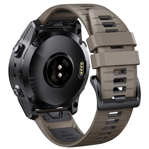 ANCOOL for Fenix 6S/Fenix 7S/Fenix 5S Watch Band 20MM Silicone Watch Band for Fenix 8 43mm/5S Plus/6S Pro/7S Pro/Instinct 2S(Brown-Dark Gray)