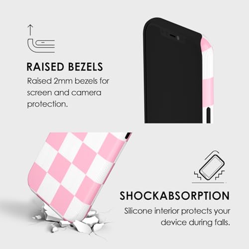 Coque iPhone 12 Pro anti rayure fine carreaux rose