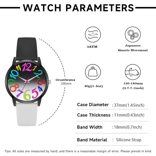 Stylish Black and White Patchwork Women's Watch - Big Face, Easy to Read, Waterproof Design - Image 4