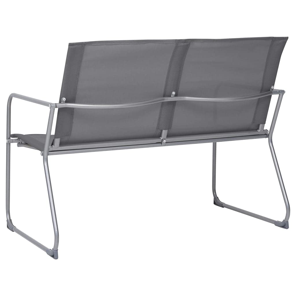 4-częściowy zestaw wypoczynkowy ogrodowy, tkanina i stal, szary, wygodne krzesła tekstylne, 1 sofa, kanapa, stół ogrodowy ze szklanym blatem, na taras, balkon, werandę, meble outdoorowe
