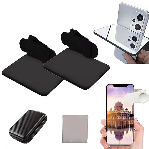 2024 Smartphone Camera Mirror Reflection Clip Kit -【New Version】 Smartphone Selfie Reflector, Adjustable Mobile Phone Reflection Camera Clip, Mirror Reflection Phone Clip for All Phones (2PCS-Balck)