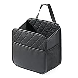 ISIMEE Backseat Car Organizer, PU Leather Car Storage with 2 Mesh Pockets, 9.8' x 9.8' x 5.5', Foldable & Universal, For Car, Truck, SUV