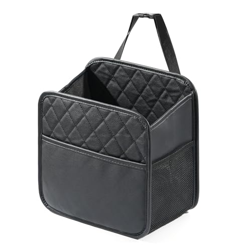 ISIMEE Backseat Car Organizer, PU Leather Car Storage with 2 Mesh Pockets, 9.8\" x 9.8\" x 5.5\", Foldable & Universal, For Car, Truck, SUV