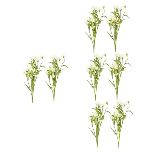 Happyyami 8 Piezas Ramos De Novia Hechos a Mano Arreglos Florales Realistas Pétalos De Seda Mini Clavel Flor De Simulación Flor Realista Florero Blanco Accesorios De Flores Flor De Seda Rosa