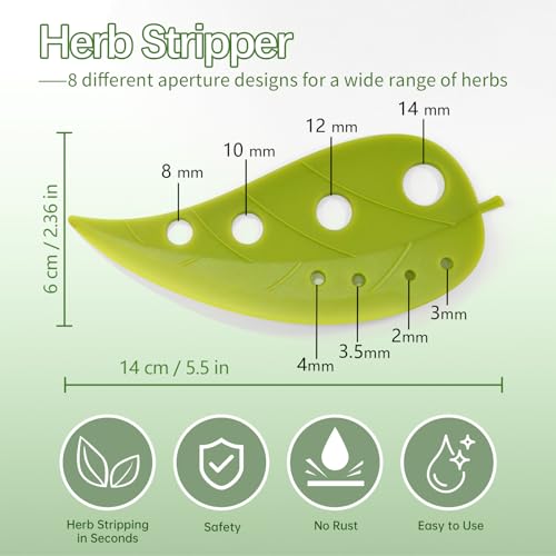 Premium Herb Stripper, Kitchen Herbs Leaf Stripping Tool, Herb Stripper Tool, Herb Leaf Peeler for Collard Greens Thyme Basil Rosemary Stripper, Dishwasher Safe