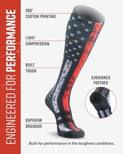 Image of MudGear Graduated Compression Socks, Durable, Sweat-Resistant OCR Performance Socks with Cushioned Footbed, Made in USA
