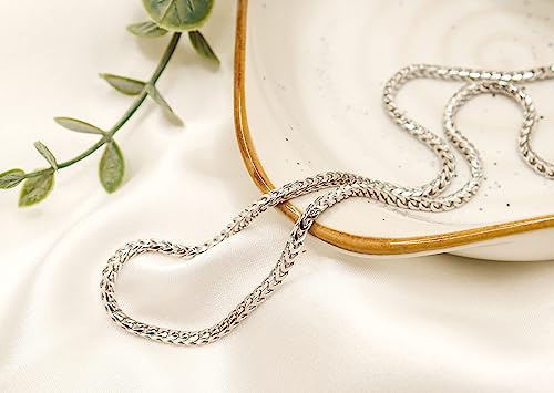 Pori Jewelers Sterling Silver Italian 2.5Mm Solid Franco Square Box Link Chain Necklace - (Rhodium, 18) #TOP6
