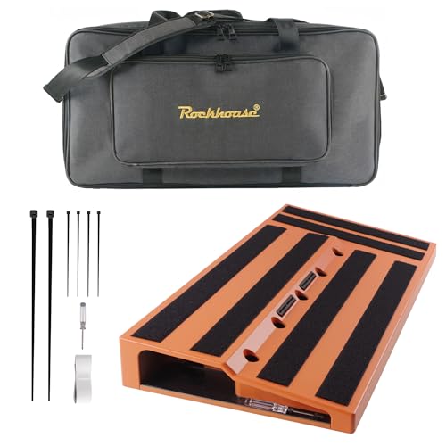 Rockhouse Guitar Pedal Board Case with Carry Bag, ABS Pedalboard 22'' x 11'', Built-in Power Supply...