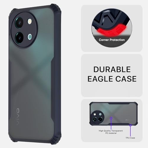 Image of Pikkme Vivo Y38 5G Back Cover | Crystal Clear Transparent Back | Ultra Hyrbid | Full Camera Protection | Raised Edge | Bumper Back Case (Blue)