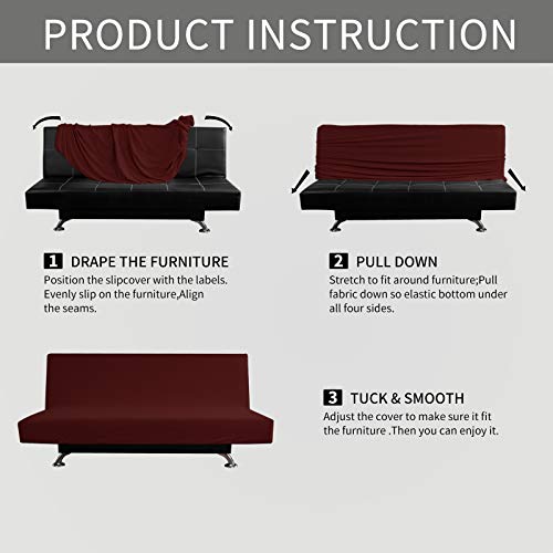 Image of Easy-Going Stretch Large Futon Slipcover Armless Futon Cover Wine