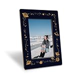 EDQAWN Galaxy Space Picture Frame, Golden Planets and Stars Design Picture Frame Fitting a 4 x 6 Inch Photo, Display on Table Top Desk, Cosmic Astronomy Themed Photo Frames, Space Lovers Gift