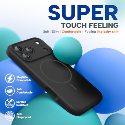 Miracase Silicone & Magnetic for iPhone 17 Pro Max Case, Black