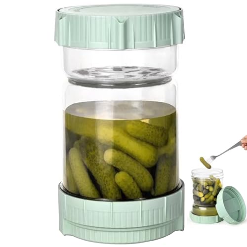 YUEMING Tarro para Encurtidos, 1420ML Tarro Aceitunas Separador Liquido, Tarro de pepinillos con colador Flip, separador de jugo de pepinillos para Encurtidos, Aceitunas, Kimchi y Chiles Jalapeños