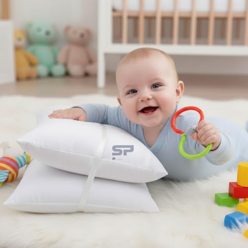 Image of Toddler Travel Pillow case Set of 2, Small Pillow case Cover 100% Egyptian Cotton Decorative Mini Pillow case 500 TC Pillow case with Zipper Closure Toddler 14x20 inch, White Solid