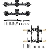 RCLIONS Aluminum Front&Rear Axles +4mm Extended with Carbon Fiber Shock Flex Blades for 1/24th Axial SCX24