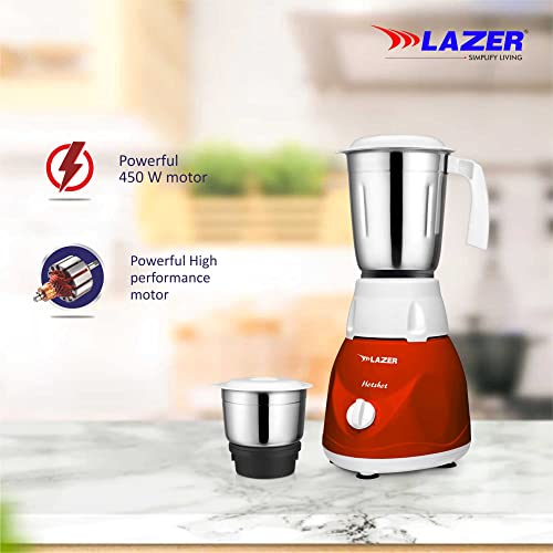 Image of Lazer Hotshot 2 Jars 450W Mixer Grinder (RED)