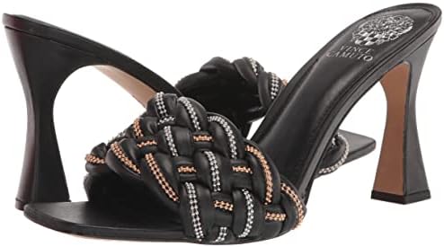 Vince Camuto Women's Footwear Women's Rayley Crystal Woven Mule Heeled Sandal, Black, 9.5 | Image 6